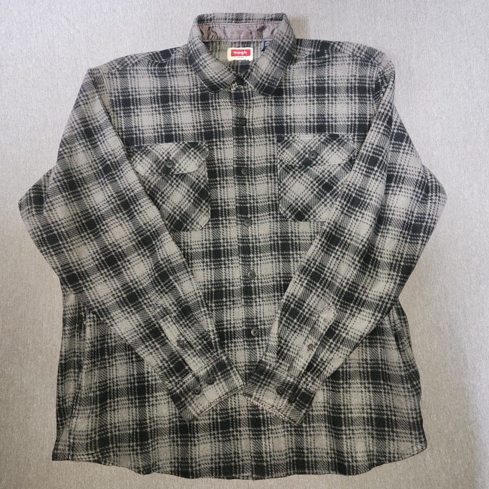 Wrangler Men's XL Plaid Flannel Jacket Shirt With Front And Side Pockets